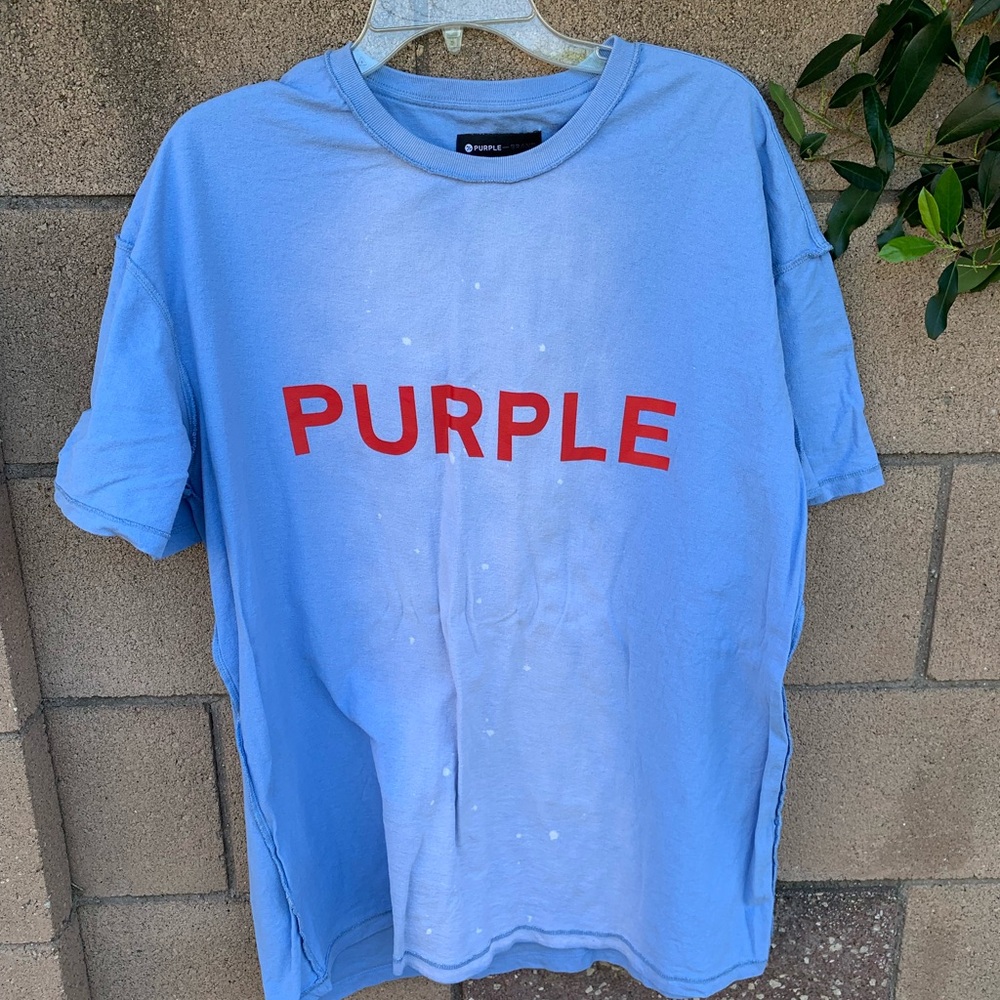 PURPLE brand Ombré Light Blue Graphic Tee with Red Logo